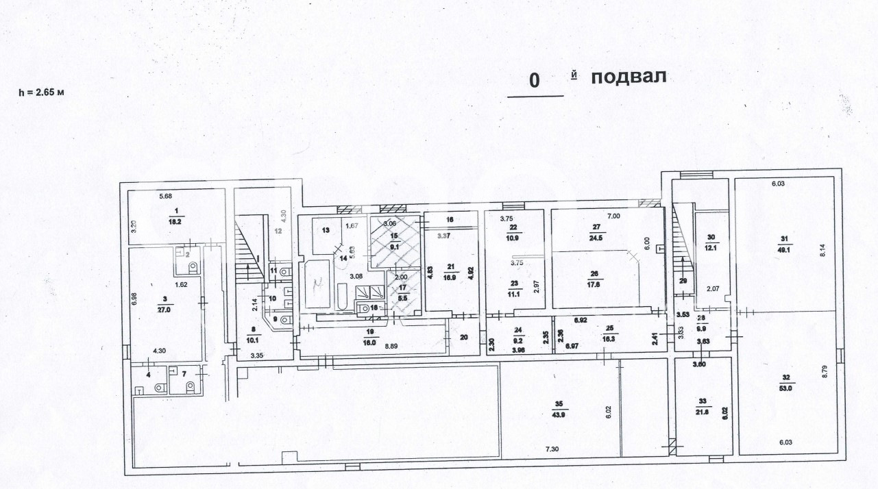 Планировка офиса 3957 м², 1 этаж, Административное здание «г Москва, Сокольнический Вал ул., 1/2, стр. 1»